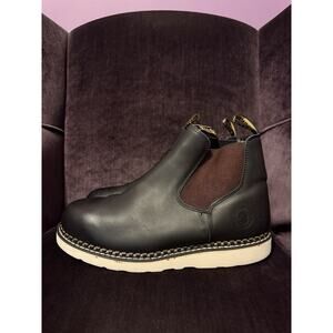 Rooster Mens Sz 13 Work Boots Chelsea Black Leather Steel Toe Vibram Soles